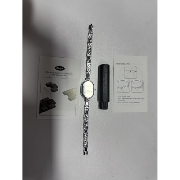 Cheetah Women's Silver White Gold Bangle Small Vintage Bracelet Waterproof Watch - Picture 13 of 13